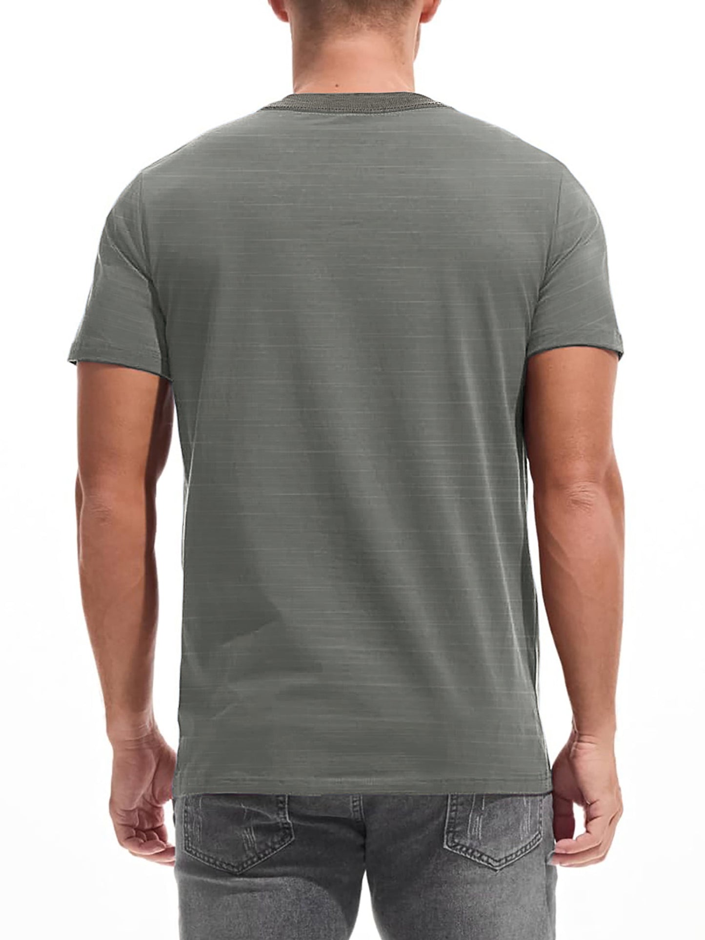 Short Sleeve Men T Shirts Ribbed Crew Neck Shirts for Men Color Block Tee Shirts with Pocket