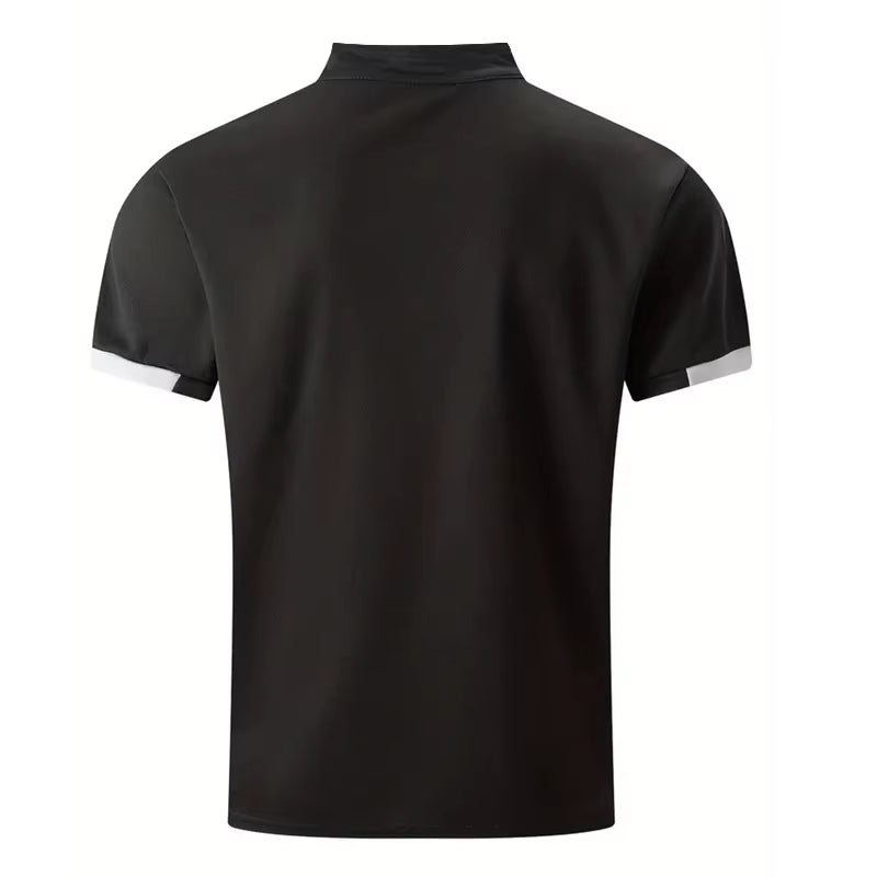 Men Clothes Spring Summer Casual Fashion Short Sleeve Stand Collar Polo Shirt Logo Print Men Clothes Slim Fit Polo Shirt