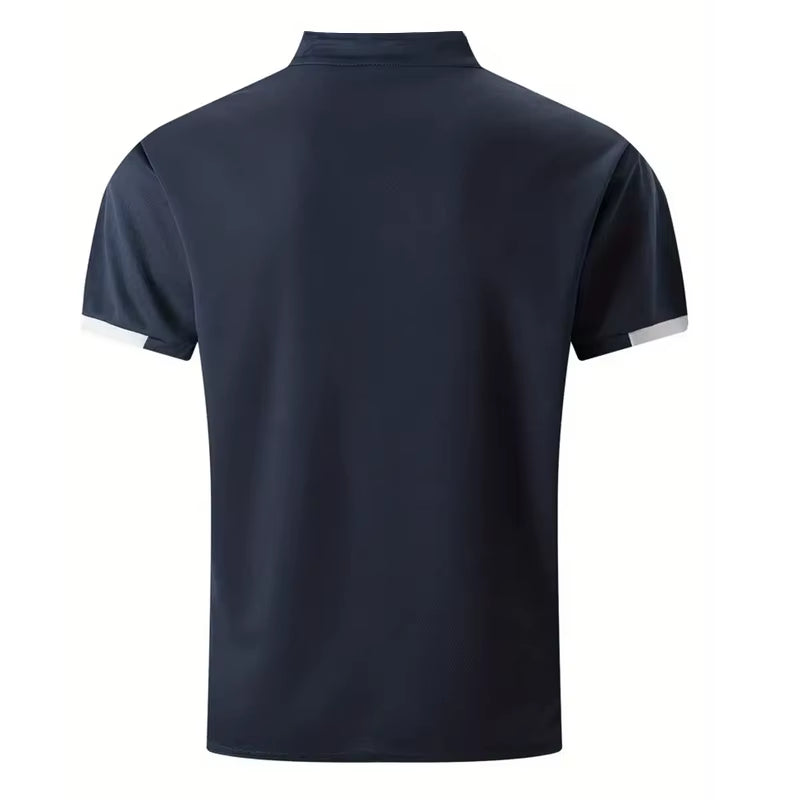 Men Clothes Spring Summer Casual Fashion Short Sleeve Stand Collar Polo Shirt Logo Print Men Clothes Slim Fit Polo Shirt