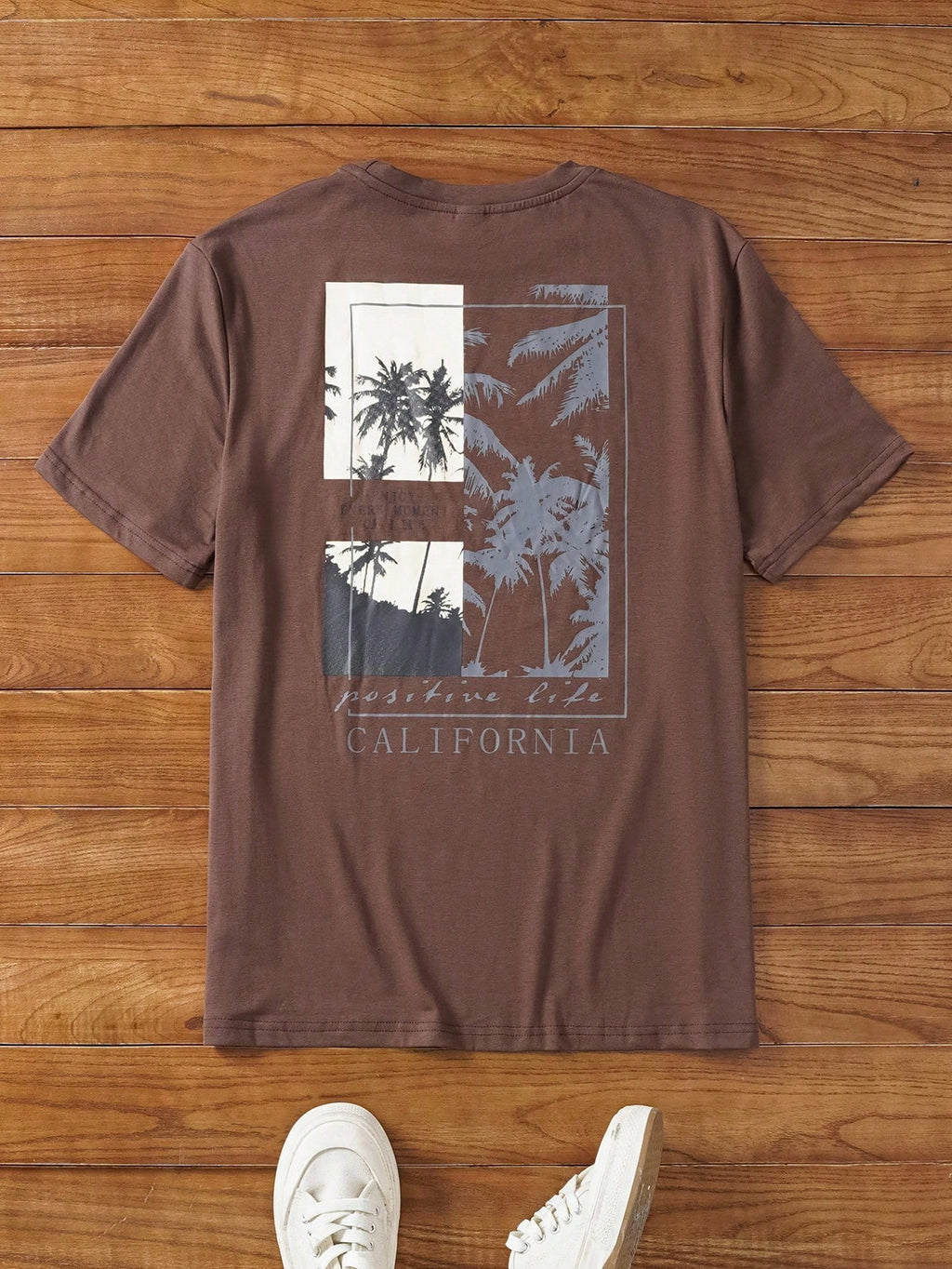 Manfinity Modagents Men T-Shirts Fit Crew Neck Short Sleeve Graphic Tee Palm Tree Casual Fashion Men Clothes Summer