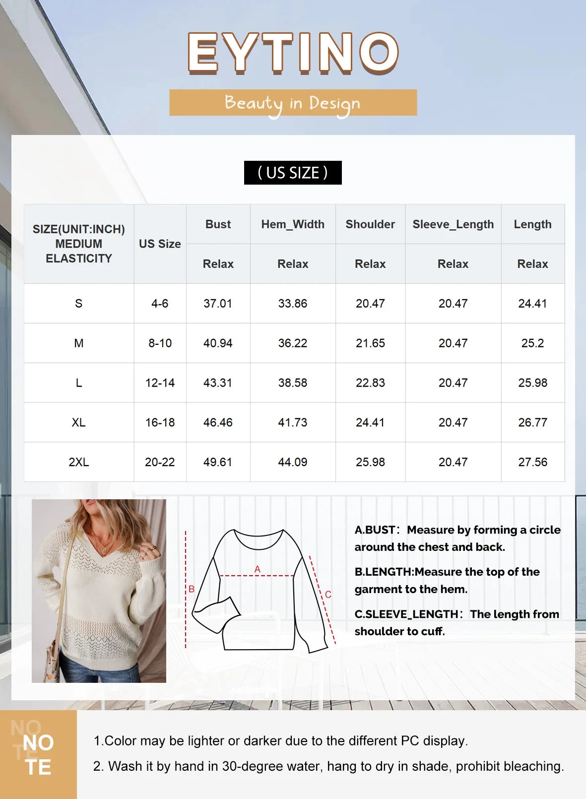 Fall Sweaters for Women Casual Long Sleeve V Neck Sweater Lightweight Crochet Pullover Sweater Tops L